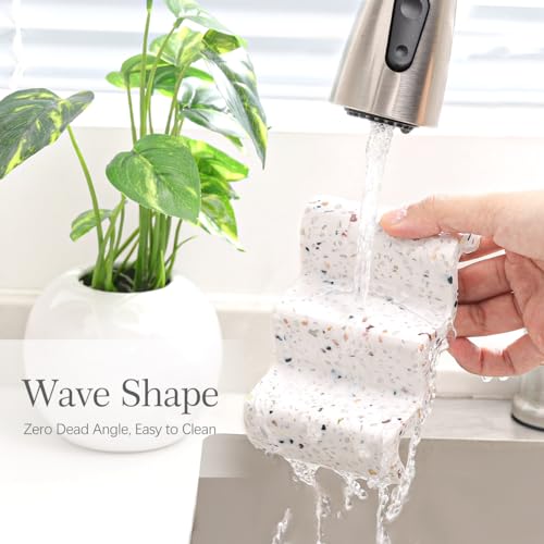Luxspire Soap Dish, Marble Soap Dish, Self-draining Tray, Soap Holder Saver for Shower, Bathroom, Sink, Kitchen and Countertop, Terrazzo, 2 Pack - color: Terrazzo, size: 2 PCS