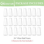 Glasseam Clear Flower Vases for Centerpieces: Modern Glass Vase Set of 24 for Wedding Party Centerpiece Home Table Decor 5.5In Small Bud Vases for Flowers Rose Tulip Stems - size: Clear-24pcs