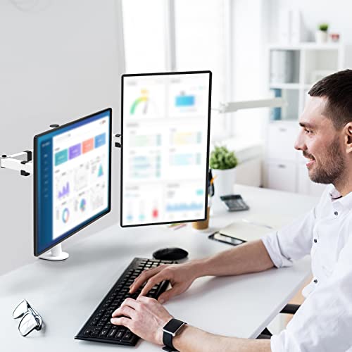 Mount Stand Fits 2 Screens up to 27 inch, 22 lbs. Weight Capacity per Arm (M002-W), White - color: White, size: Dual