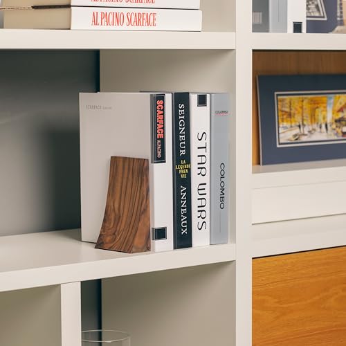 TILISMA Bookends for Heavy Books – Walnut Wood Book Ends for Shelves – Heavy Duty Bookends to Hold Books – Decorative Book Ends for Home Library – Wooden Bookend for Shelf - Bookshelf Accessories
