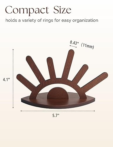 Wooden Ring Holder, Evil Eye Ring Display Wood Ring Stand, Cute Jewelry Display for Ring Display Stand, Christmas Birthday Engagement Gift for Women Her - color: Brown Wood