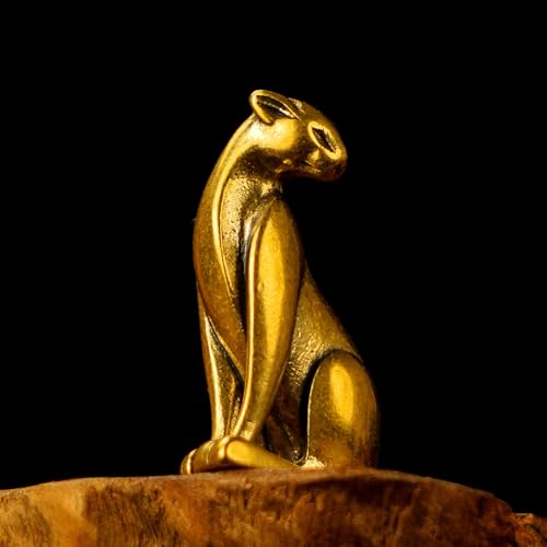 CHOVY Solid Brass Cougar Sculpture - Handcrafted Art Deco Animal Statue 100% Pure Brass, Mid-Century Modern Tabletop Decor, Vintage Collectible for Office Desk, Study & Big Cat Lover Gift - color: Cougar