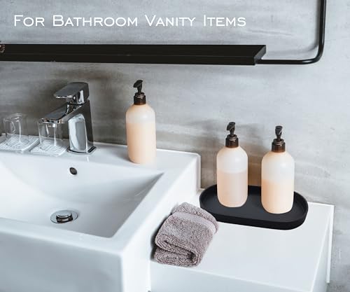 Black Small Tray (10 inch), 3 Pack Oval Tray for Kitchen Counter, Bathtub Bathroom Vanity Items, Countertop Organizer, Coffee Accessory, Bar, Serving Seasoning, Salt and Pepper, Soap. - color: Black-3 Tray, size: 10.2" x 5.5" x 1.1"