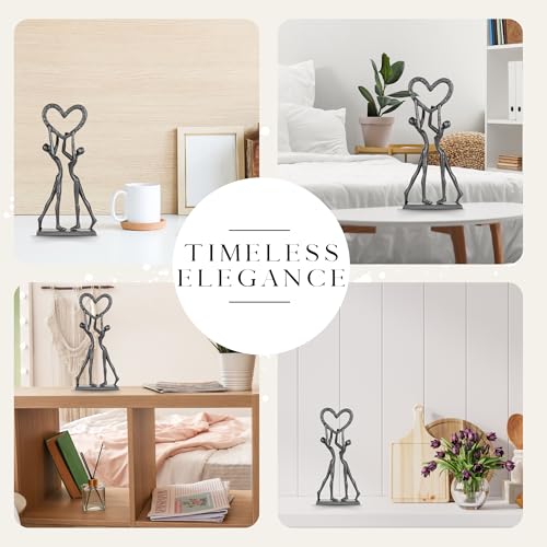 Statues for Home Decor - Modern Iron Sculpture Anniversary Hand Crafted Love Sculptures for Bedroom Living Room Romantic Figurines Marriage Gift for Couple Valentines - style: Holding love