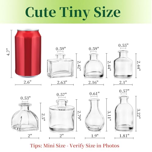 Hewory Mini Bud Vases for Centerpieces: 28pcs Small Glass Vase Bulk - Clear Tiny Vases for Wedding Baby Shower Birthday Party Events Table Decor