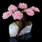 Rose Quartz Gem Tree on Natural Quartz Base – Healing Crystal Art Sculpture