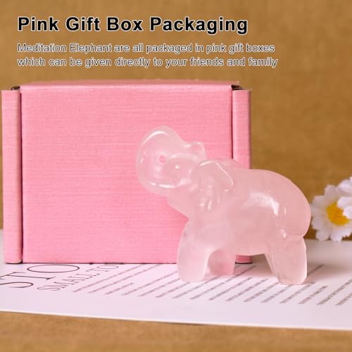 2 Inch Rose Quartz Crystal Elephant Sculpture Handcrafted Healing Stone Animal Figurine Spiritual Home Decor Lucky Charm Gift for Wealth Success Positive Energy and Meditation Lovers - color: Rose Quartz Elephant-02