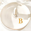 Ceramic Initials Jewelry Tray Ring Dish With Personalized B-Monogrammed Engagement Wedding Gifts, for Birthday Mother's Day for Women, Ceramic White 4.7" x2.4" - style: B