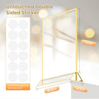 Acrylic Sign Holder 8.5X11 Gold Frames Double-Sided Gold Picture Frames for Flyer Holder Menu Holder Wedding Table Number Holder Christmas Photo Frame with Removable Sticky Dots -6 Pack
