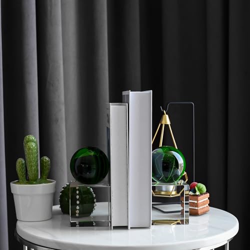 Crystal Bookends, 1 Pair of Decorative Tabletop Bookends for Office, Home, Desk, Comes with Gift Box - color: Green