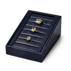 Oirlv Premium PU Leather Ring Tray Display Stand Jewelry Organizer Ring Holder for Trade Show(Blue) - color: Leather Blue