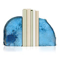 Bookends, Agate Bookends, Handcrafted Brazilian Stone Bookends for Unique and Crystal Energetic Decoration, Perfect for Gifts, One Pair of Teal Bookends Size 4-6 lbs - size: 4-6 lbs