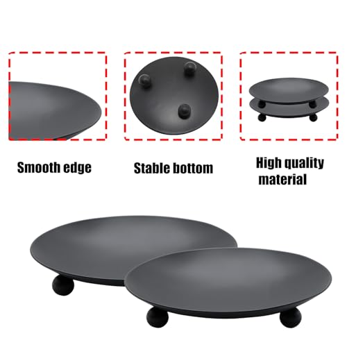 2Pcs Iron Plate Candle Holder Set - 4.33 Inch Decorative Pedestal Candles Stands for Home, Wedding, and Birthday Parties - Elegant Black Candle Holders for Stylish Décor - color: Black, size: Large