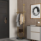Gold Clothing Rack, with Marble Base of Multifunctional Bedroom Clothes Standing Coat Rack, Movable Heavy-Duty Garment Rack Stand for Organizing Clothes, Bags - size: 74IN
