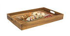 Lipper International Teak Wood Large Serving Tray with Cutout Handles, 20-1/2" x 13-3/4" x 2-2/5"