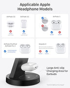 Anlmz 3 in 1 Charging Station for iPhone, Wireless Charger for iPhone 17 16e 16 15 14 13 12 11 X Pro Max & Apple Watch - Wireless Charging Station for AirPods 4 3 Pro - color: Black