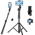 70" Phone Tripod with Remote & Holder, Portable Cell Phone Stand, Selfie Stick for Video Recording, Compatible with iPhone 14/13 Pro Max/Android/Camera - size: 70"