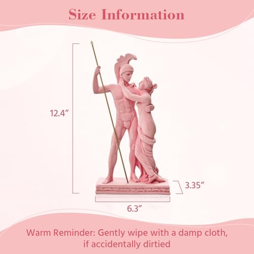 Velvet Flocked Statue Ares & Aphrodite, Flocked Sculpture Mythological Symbolism Figurine for Living Room, Bookshelf, Offices, Table Decor (Pink) - color: Ares & Aphrodite-pink