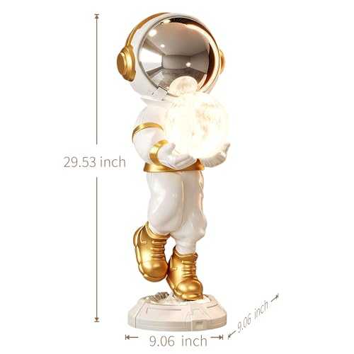 Astronaut Statue, Spaceman Sculpture, Home Decor Sculpture, Cool Metal mask Decoration, Large Spaceman Figurine Decoration - color: White and Gold