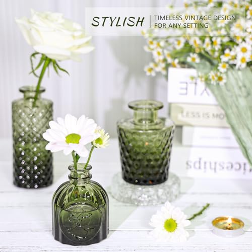 SUPMIND Bud Vase Set of 24, Green Bud Vases in Bulk, Small Flower Vases for Centerpieces, Mini Vintage Vase for Rustic Wedding, Home,Table Decoration - color: Green, size: 24Pcs