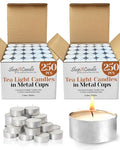 Tea Light Candles in Metal Cups - 4.5 Hours Clean, Long Burning White Unscented Tea Candles - 500 Candles - Votive Bulk for Romantic Dinner, Wedding, Spa & Hotels by PARNOO - style: 500 Pack 4 Hours Burn Time
