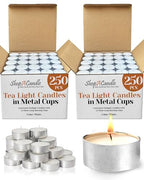 Tea Light Candles in Metal Cups - 4.5 Hours Clean, Long Burning White Unscented Tea Candles - 500 Candles - Votive Bulk for Romantic Dinner, Wedding, Spa & Hotels by PARNOO - style: 500 Pack 4 Hours Burn Time