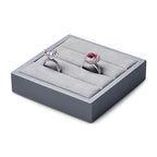 Oirlv Premium Leather Ring Display Stand Small Ring Tray Showcase Jewelry Display Jewelry Holder Home Organizer(Light Grey) - color: Light Grey