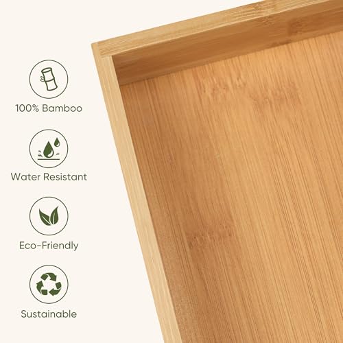 Vincona Bamboo Drawer Organizers Set, 5-Piece Multi-Use Wood Storage Organizers, Desk Drawer Tray for Kitchen, Bathroom, Office, Dresser, Bamboo Box Bin for Jewelry, Makeup, Junk, Gadgets - size: 6 Grids