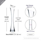 WGV Maria Bud Vase, Width 3", Height 15.75", Clear Tall Slant Cut Opening Gathering Concaved Glass Floral Container Centerpiece for Wedding Party Event Home Office Decor, 1 Piece - size: 3"x16"H Maria