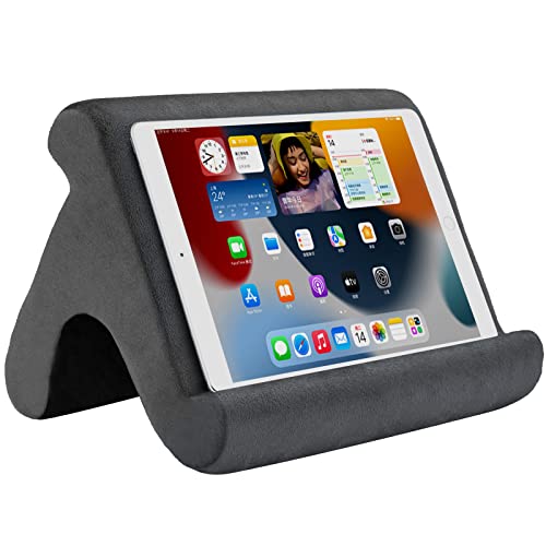 SAMHOUSING Tablet Pillow Stand - Holder & Dock for Bed with 3 Viewing Angles, Compatible with Tablets, Phones & iPad Pro 9.7, 10.5, 12.9 Air Mini 4, 3, Kindle, E-Reader & Books (Grey) - color: Grey