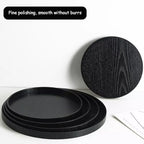 Round Wood Serving Tray, Solid Wooden Decorative Tray Non-Slip Tea Coffee Table Tray Snack Plate Food Meals Serving Tray with Raised Edges for Home Decor Kitchen Restaurant(10.6inch, Black) - size: 10.6"