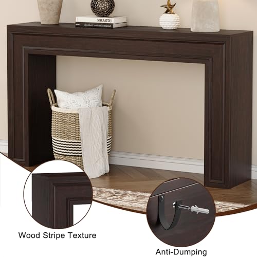 Rresyet 55 Inch Long Console Table, Sofa Table Behind Sofa, Wooden Entryway Table, Farmhouse Entryway Table for Entry, Hallway, Living Room (Cherry) - color: Cherry