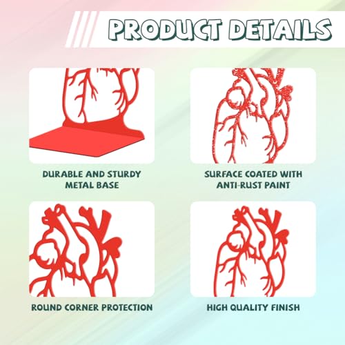 Peacoblue Metal Bookends for Shelves, Modern Decorative Heavy Duty Study Book Ends Stoppers for Office, Desk, Shelf, Room 5.3"x4.3"x5.9" Cast Iron Simple Tall Bookends 1 Pair (Realistic Human Heart) - style: Realistic Human Heart
