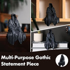 Tabletop Gothic Figurine Grim Reaper Statue - Gothic Spooky Sculpture for Garden or Bookshelf - 5.9 inch Mysterious Resin Dedor - Bookshelf Decor Fantasy.