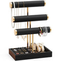 Abiglifty 3 Tier Necklace Holder Display, Jewelry Organizer, Jewelry Stand, Bracelet Display, Necklace Organizer, Bracelet holder, Jewelry Display for Necklace, Watches, Rings, Black - color: Black