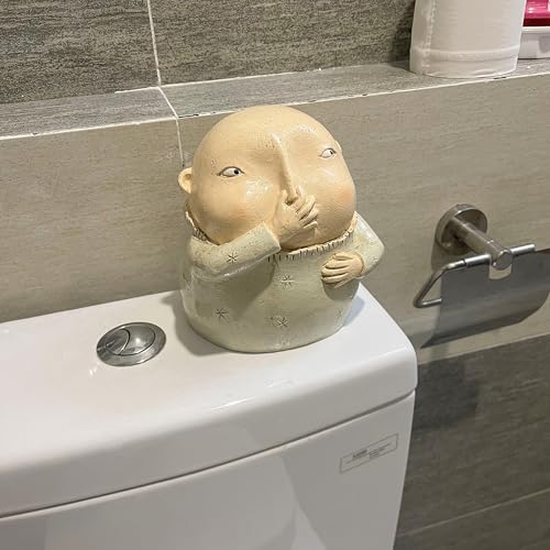 BuleVina Boy Holding Nose Sculpture Statue, 6.18" High, Creative Resin Stinky Funny Kitschy Man Boys Sitters Figurine for Bathroom Home Shelf Decor