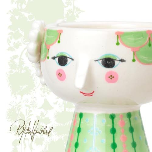 Bjørn Wiinblad Eva Candleholder | Hand-Painted Glazed Ceramic | Light Green | 3.7 in