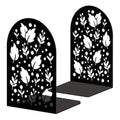 Peacoblue Metal Bookends for Shelves, Modern Decorative Heavy Duty Study Book Ends Stoppers for Office, Desk, Shelf, Room 5.3"x4.3"x7.9" Cast Iron Simple Tall Bookends 1 Pair (Leaf Nature Silhouettes) - style: Leaf Nature Silhouettes