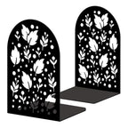 Peacoblue Metal Bookends for Shelves, Modern Decorative Heavy Duty Study Book Ends Stoppers for Office, Desk, Shelf, Room 5.3"x4.3"x7.9" Cast Iron Simple Tall Bookends 1 Pair (Leaf Nature Silhouettes) - style: Leaf Nature Silhouettes