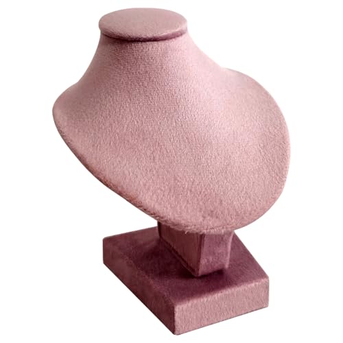 Mini Pendant Jewelry Display Stand Bust White PU Holder Black Velvet Mannequin Necklace Stand Wooden Portrait Model 12cm (Pink) - color: Pink