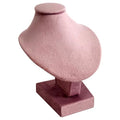 Mini Pendant Jewelry Display Stand Bust White PU Holder Black Velvet Mannequin Necklace Stand Wooden Portrait Model 12cm (Pink) - color: Pink