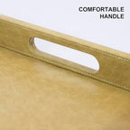 18x12 inches Leather Ottoman Serving Tray with Hole Handles, Rectangle Modern Service Tray for Living Room, Coffee Table, Bed, Tea, Food, Butler Countertop, Kitchen, Dinner, Picnic (Brown) - color: Brown, size: 18" x 12" x 2"