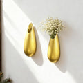 Sculptural Wall Ceramic Vase — 2 Pack Gold Hanging Sconce Vase | Turn Flowers into Art — Decorative Ceramic Wall Sconce for Single Stem Displays - size: 2pcs-Small