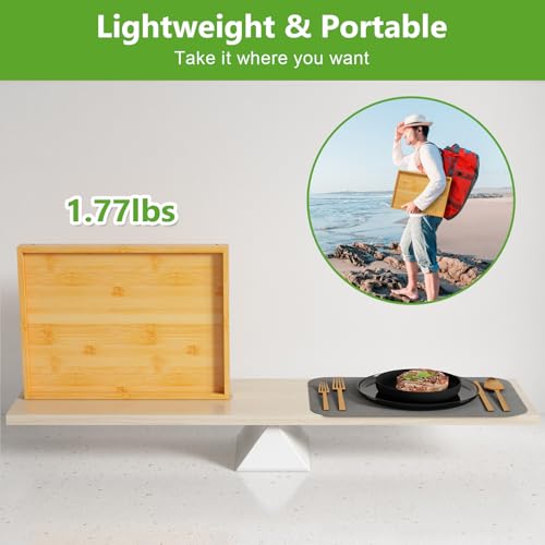 Youpehom Bed Tray Table with Folding Legs,Bamboo Breakfast in Bed for Kitchen Serving Tray,Sofa,Eating,Used As Laptop Desk Snack Tray 2 Pack (Bamboo) - color: Bamboo-2 Pack, size: Medium