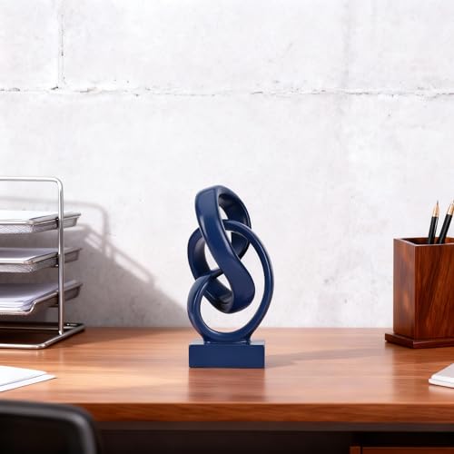 DOVDOV Abstract Blue Knot Sculpture, Geometric Decorative Statue, Blue Decor for Living Room Coffee Table Bookshelf Top, Office TV Cabinet Entryway Table Top Decor. - color: Blue