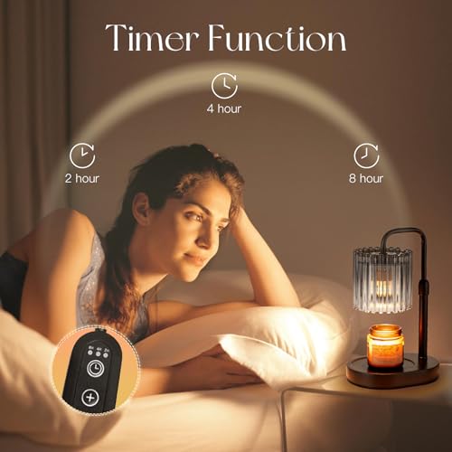 Candeldo Candle Warmer Lamp with Timer: Black Candle Warming Lamp Height Adjustable Wax Melt Warmer Dimmable Modern Farmhouse New Home Bedroom Decor Mothers Day Housewarming Gift for Women - color: Smoke Grey