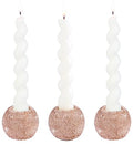 Vixdonos Round Resin Rhinestones Candlestick Holders Set of 3 Ceramic Candle Holder Bulk for Taper Candles,Rose Gold - color: Rhinestones-rose Gold