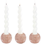 Vixdonos Round Resin Rhinestones Candlestick Holders Set of 3 Ceramic Candle Holder Bulk for Taper Candles,Rose Gold - color: Rhinestones-rose Gold