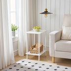 HOOBRO End Table, Small Side Table, Nightstand with 2-Layer Storage Shelves, Sofa Table for Small Spaces, Living Room, Bedroom, Stable Frame, Easy Assembly, White WW09BZ01 - color: White