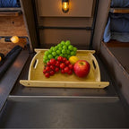 Bamboo Serving Tray Rectangle Platter Breakfast Dinner Food Bed Tray for Eating Kitchen Restaurants (1, 15" x 10.2" x 1.2" (with Handle)) - size: 15" x 10.2" x 1.2"